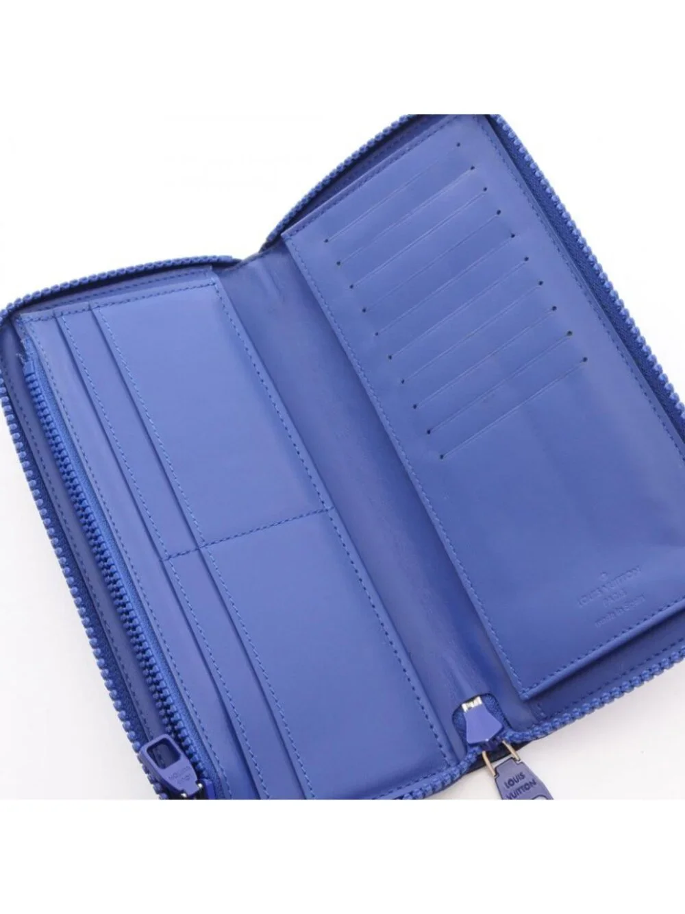 Louis Vuitton Round Long Wallet Zippy Long Vertical Matblue Neon Blue